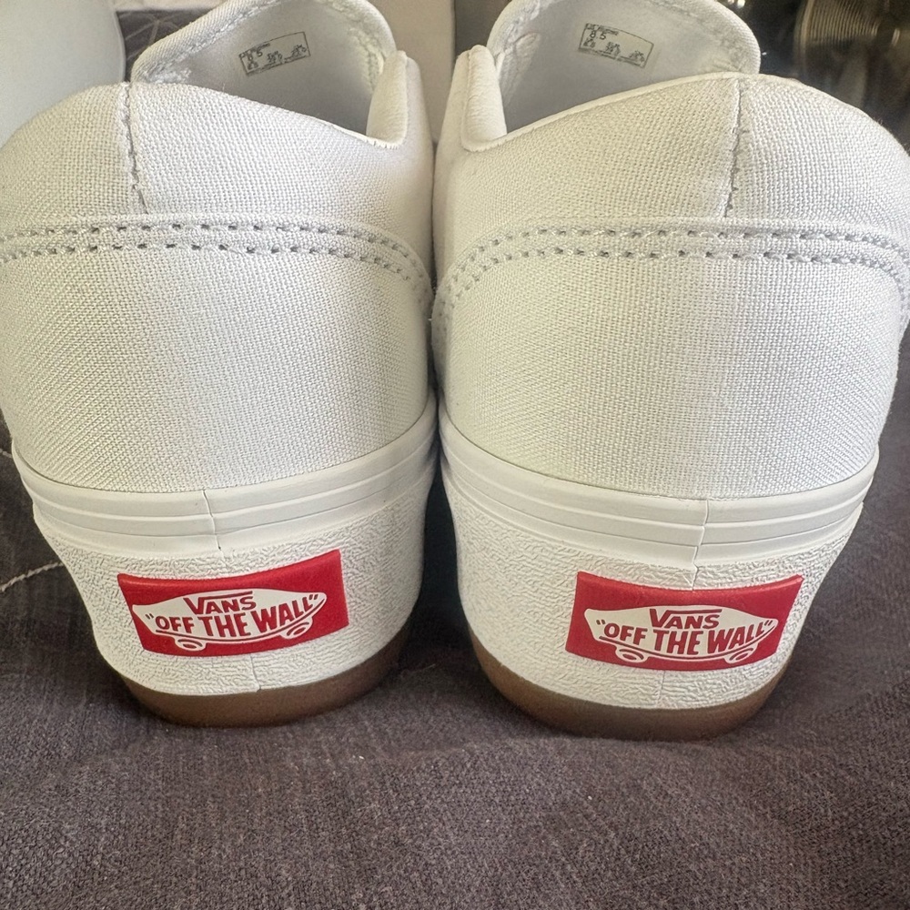 Vans® WHITE Asher Platform Women's Slip-On Shoes Sneakers Sz 8.5 - Picture 6 of 15